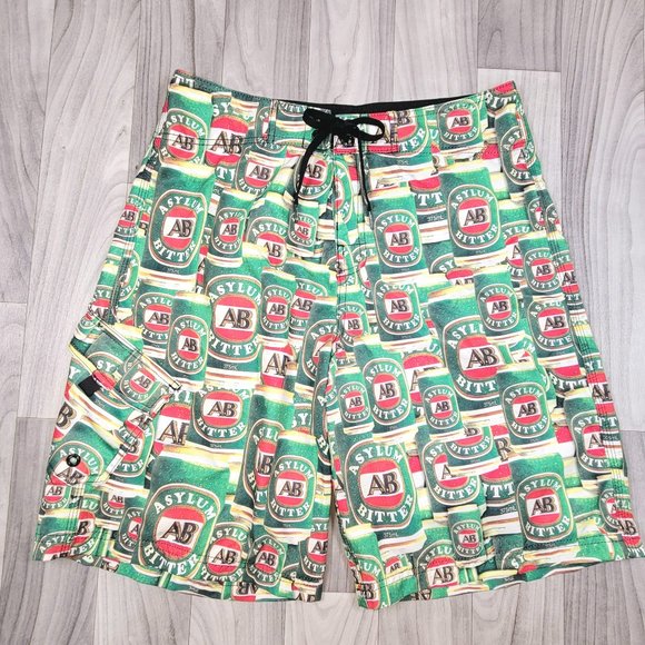 Asylum Bitters Mens Board Shorts Size 32